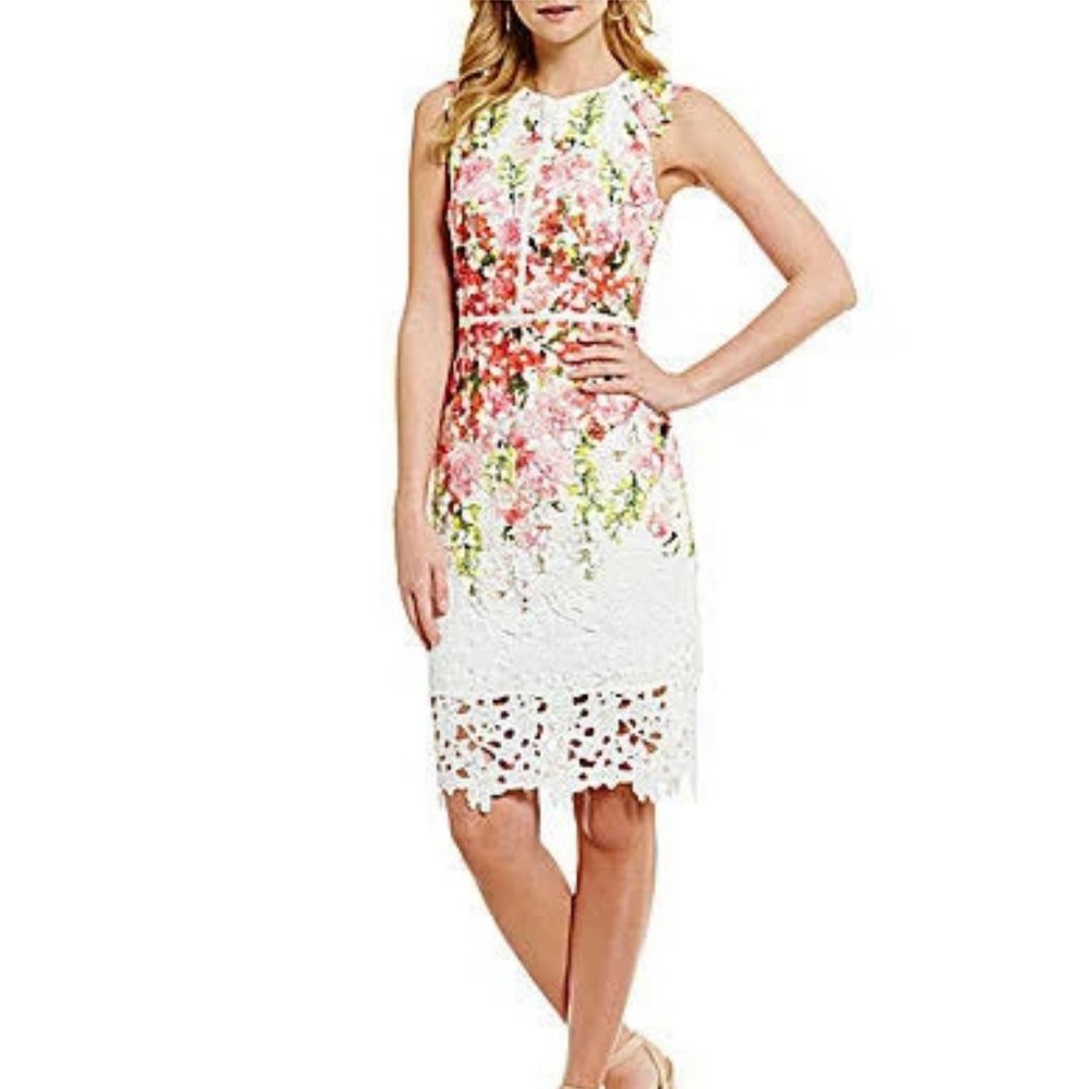 Antonio Melani Jolene Printed Chemical Lace Dress.  SZ 12